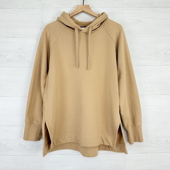 COS Womens Relaxed Pullover Hoodie Size Large Organic Cotton Tan Neutral Cozy - Picture 1 of 14